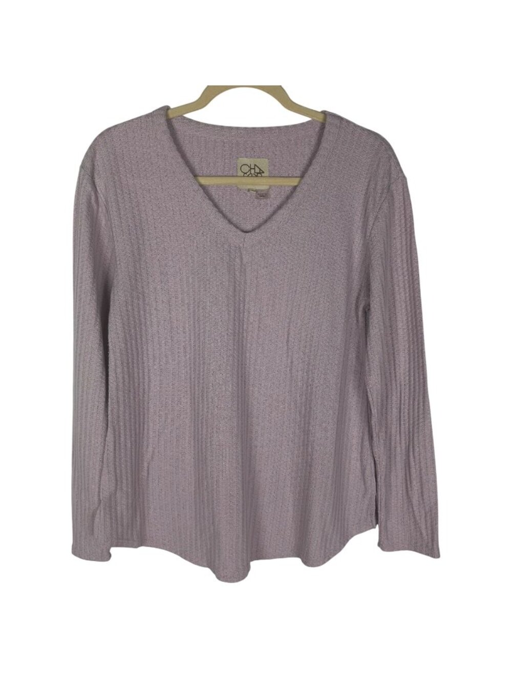 ✨3/$30 Chaser Lavender Purple M Waffle Knit V-Neck Long Sleeve Top